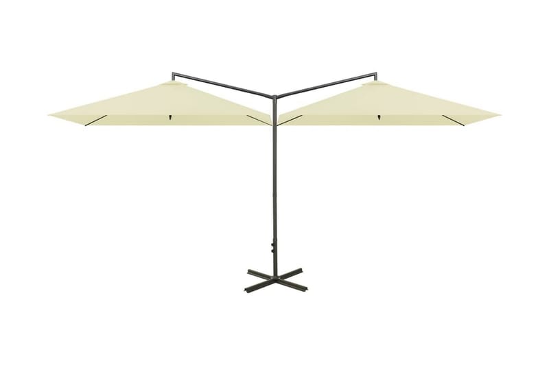 dobbelt parasol med stålstang 600x300 cm sandfarvet - Parasoller