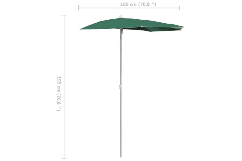 halv parasol med stang 180x90 cm grøn - Grøn - Parasoller