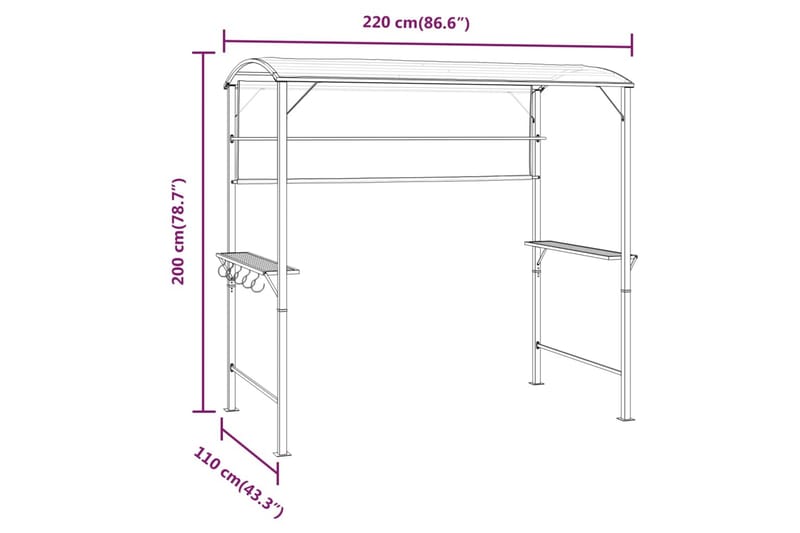 beBasic pavillon med tag 220x110x200 cm cremefarvet - Creme - Komplet pavillon