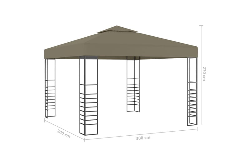 Havetelt 3x3 m 180 g/m² gråbrun - Gråbrun - Havemøbler - Solafskærmning - Havepavilloner - Komplet pavillon