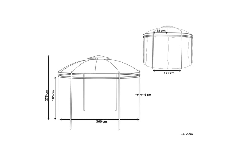 Alosno Pavillon Rund 368 cm - Beige - Komplet pavillon