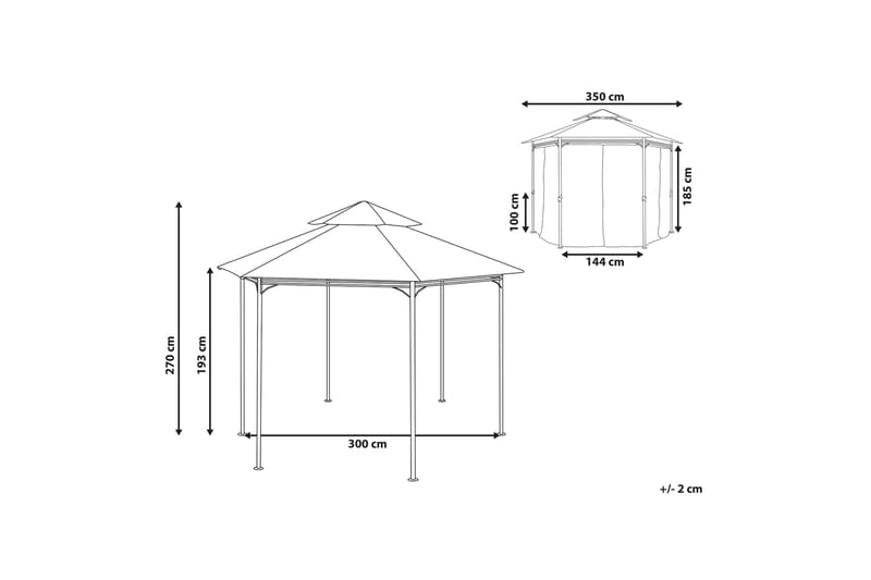 Dergano Pavillon Sekskantet 350 cm - Grå - Havemøbler - Solafskærmning - Havepavilloner - Komplet pavillon