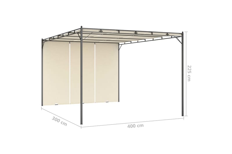 Havepavillon Med Gardin 4X3X2,25 M Cremefarvet - Havemøbler - Solafskærmning - Havepavilloner - Komplet pavillon