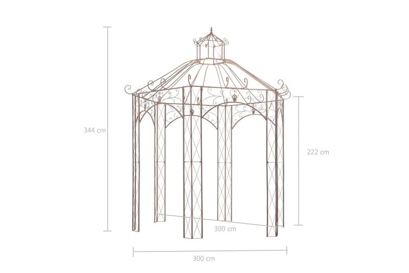 Havepavilloner 3 M Jern Antikbrun - Brun - Havemøbler - Solafskærmning - Havepavilloner - Komplet pavillon