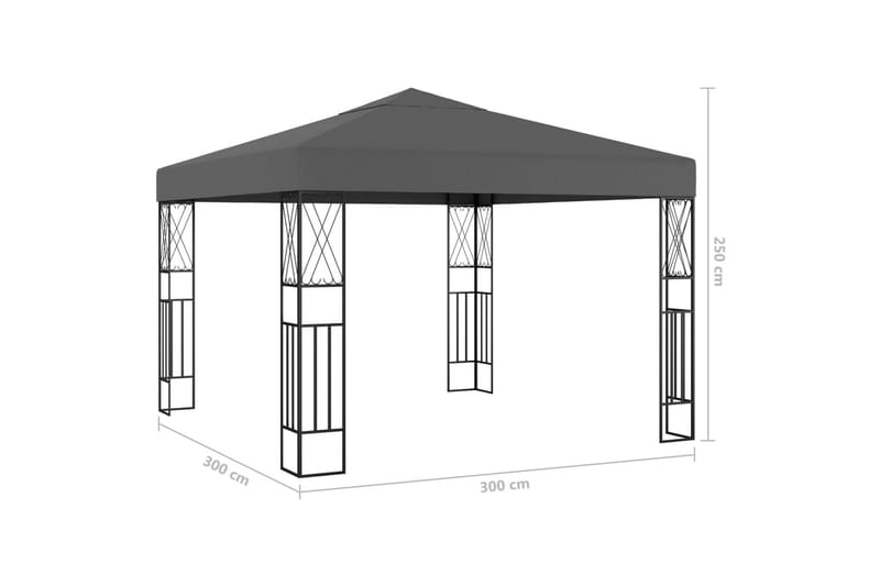 Pavillon 3x3 M Stof Antracitgrå - Grå - Havemøbler - Solafskærmning - Havepavilloner - Komplet pavillon