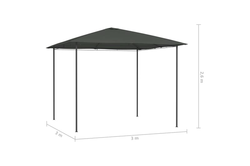 pavillon 3x3x2,6 m 160 g/m² antracitgrå - Antracit - Havemøbler - Solafskærmning - Havepavilloner - Komplet pavillon