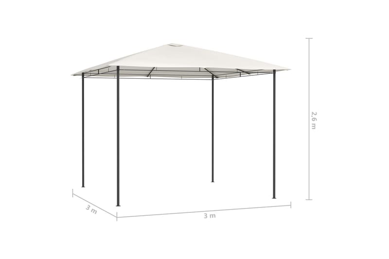 pavillon 3x3x2,6 m 160 g/m² cremefarvet - Creme - Havemøbler - Solafskærmning - Havepavilloner - Komplet pavillon