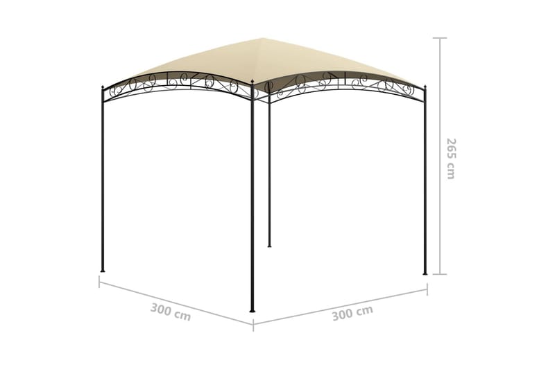 pavillon 3x3x2,65 cm 180 g/m² cremefarvet - Creme - Havemøbler - Solafskærmning - Havepavilloner - Komplet pavillon