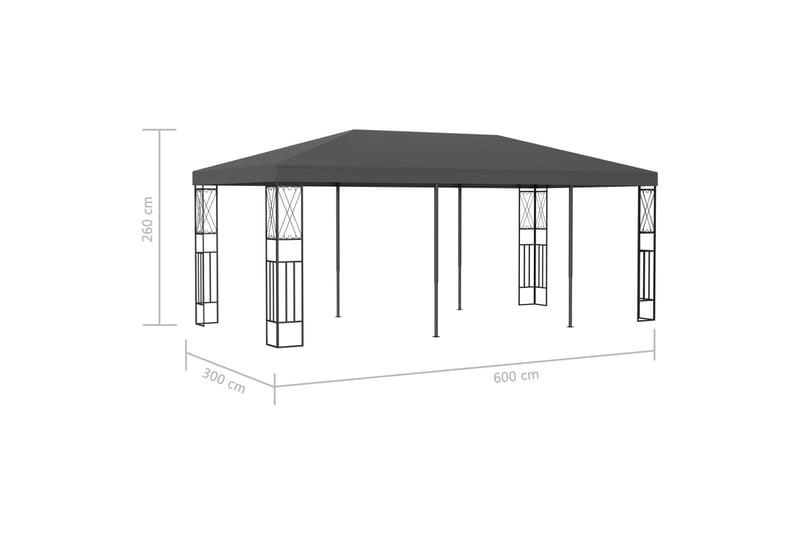 Pavillon 3X6 M Stof Antracitgrå - Havemøbler - Solafskærmning - Havepavilloner - Komplet pavillon