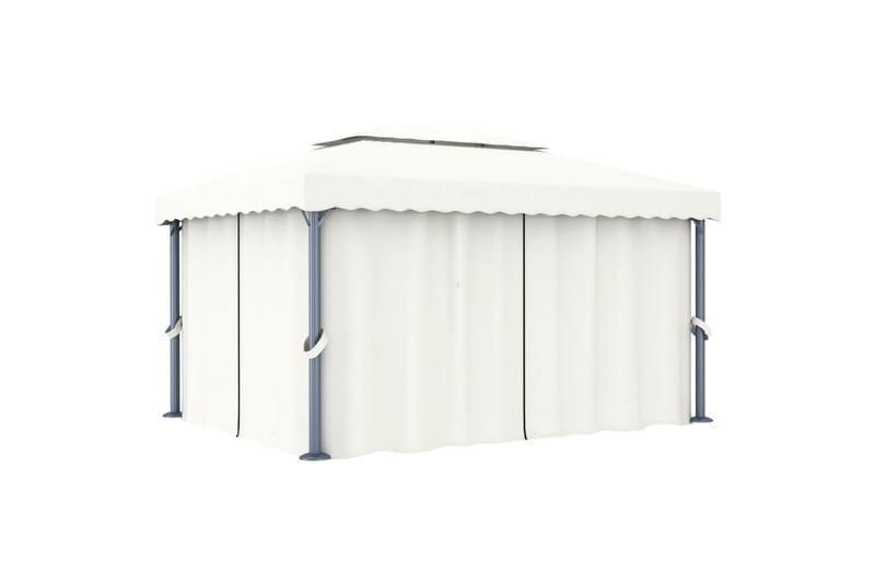 Pavillon Med Gardin 4x3 m Cremefarvet - Creme - Havemøbler - Solafskærmning - Havepavilloner - Komplet pavillon