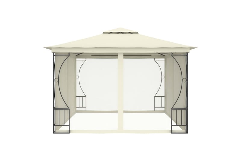 Pavillon med Gardiner 300x400x265 cm Cremefarvet - Creme - Havemøbler - Solafskærmning - Havepavilloner - Komplet pavillon