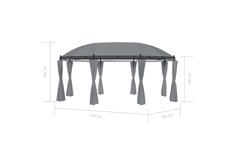 Pavillon Med Gardiner 530X350X265 cm Antracitgrå - Havemøbler - Solafskærmning - Havepavilloner - Komplet pavillon