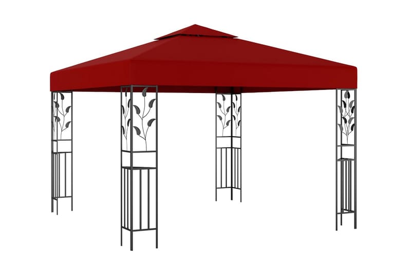 pavillon med lyskæder 3x3 m vinrød - Rød - Havemøbler - Solafskærmning - Havepavilloner - Komplet pavillon