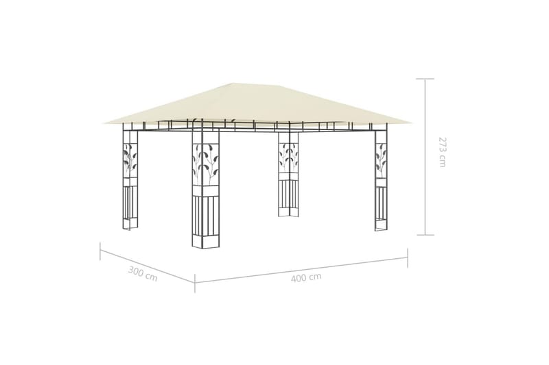 Pavillon Med Myggenet 4X3X2,73 M 180 G/M² Cremefarvet - Havemøbler - Solafskærmning - Havepavilloner - Komplet pavillon