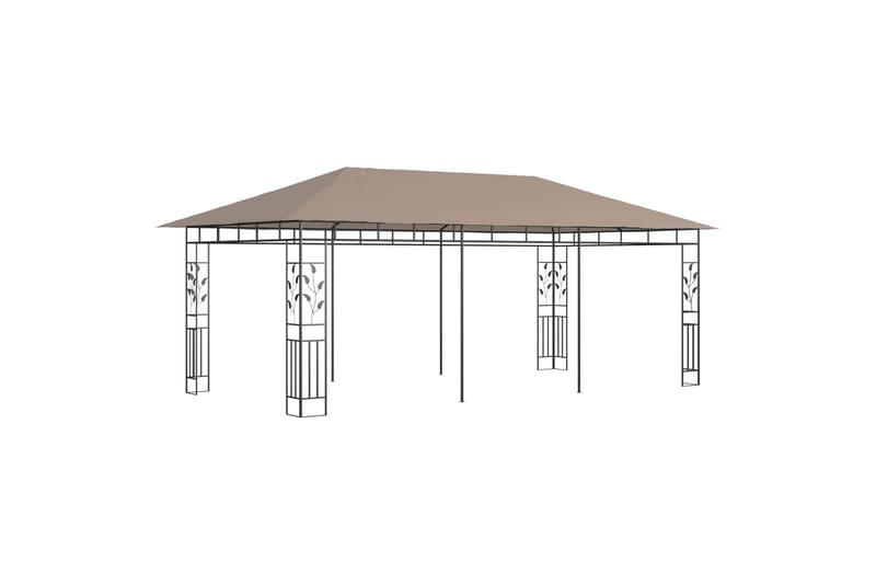 pavillon med myggenet 6x3x2,73 m 180 g/m² gråbrun - Gråbrun - Havemøbler - Solafskærmning - Havepavilloner - Komplet pavillon