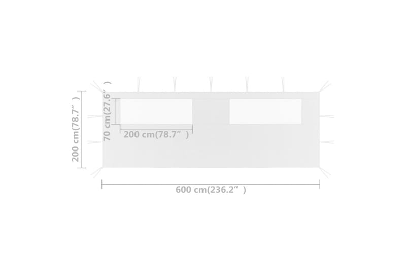 pavillonvæg med vinduer 6x2 m hvid - Hvid - Havemøbler - Solafskærmning - Havepavilloner - Komplet pavillon