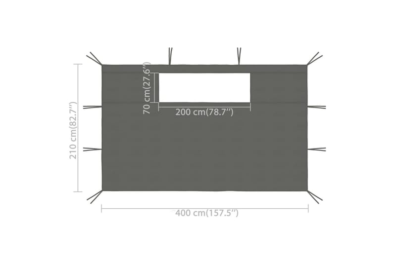 pavillonvægge med vinduer 2 stk. antracitgrå - Antracit - Havemøbler - Solafskærmning - Havepavilloner - Komplet pavillon