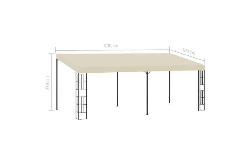 Vægmonteret Pavillon 3X6 M Stof Cremefarvet - Havemøbler - Solafskærmning - Havepavilloner - Komplet pavillon