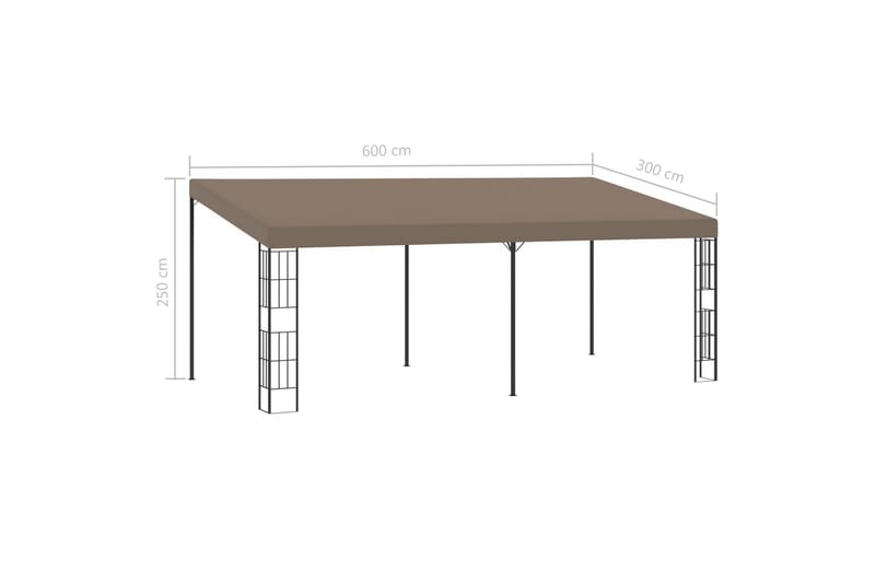 vægmonteret pavillon 6x3 m stof gråbrun - Gråbrun - Havemøbler - Solafskærmning - Havepavilloner - Komplet pavillon