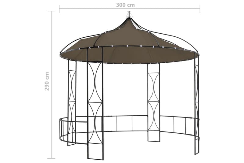 pavillon 300x290 cm rund gråbrun - Gråbrun - Komplet pavillon