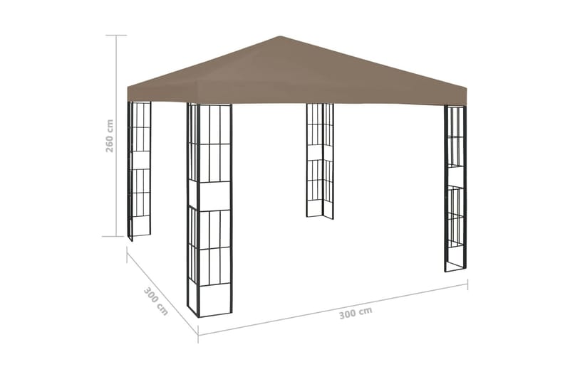 pavillon 3x3 m gråbrun - Gråbrun - Havemøbler - Solafskærmning - Havepavilloner - Komplet pavillon