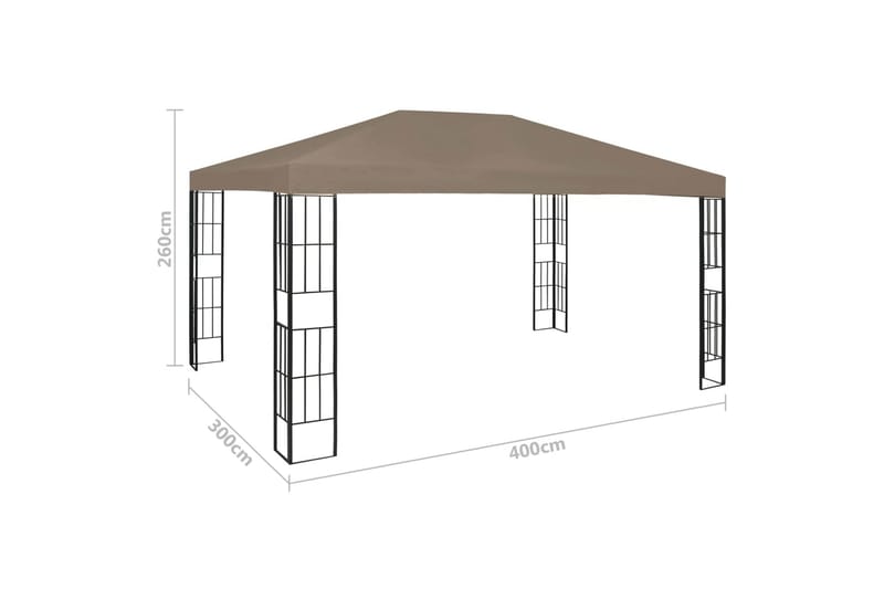 pavillon 4x3 m gråbrun - Gråbrun - Havemøbler - Solafskærmning - Havepavilloner - Komplet pavillon