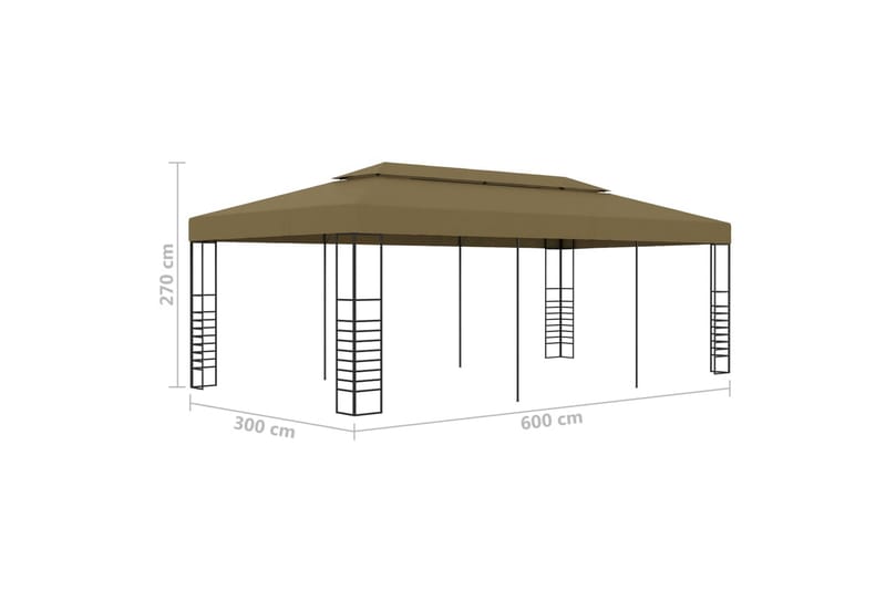 Pavillon 6x3x2,7 m 180 g/m² gråbrun - Gråbrun - Havemøbler - Solafskærmning - Havepavilloner - Komplet pavillon