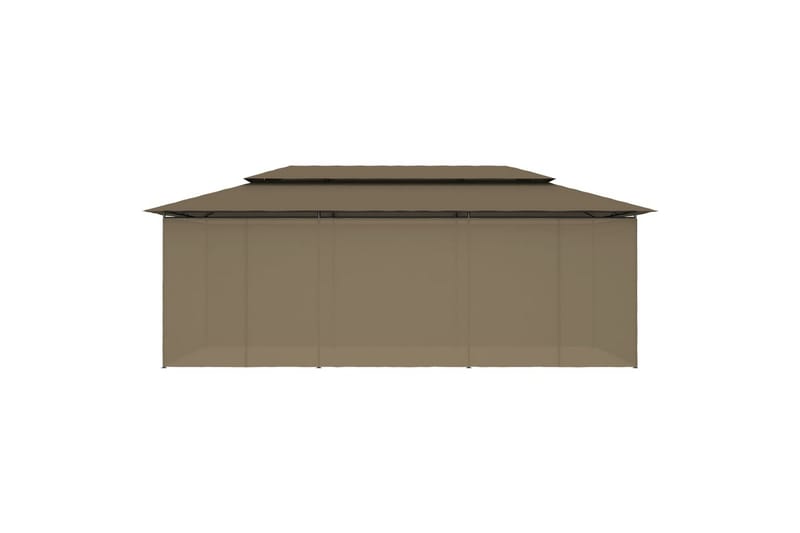 Pavillon med gardiner 600x298x270 cm 180 g/m² gråbrun - Gråbrun - Havemøbler - Solafskærmning - Havepavilloner - Komplet pavillon