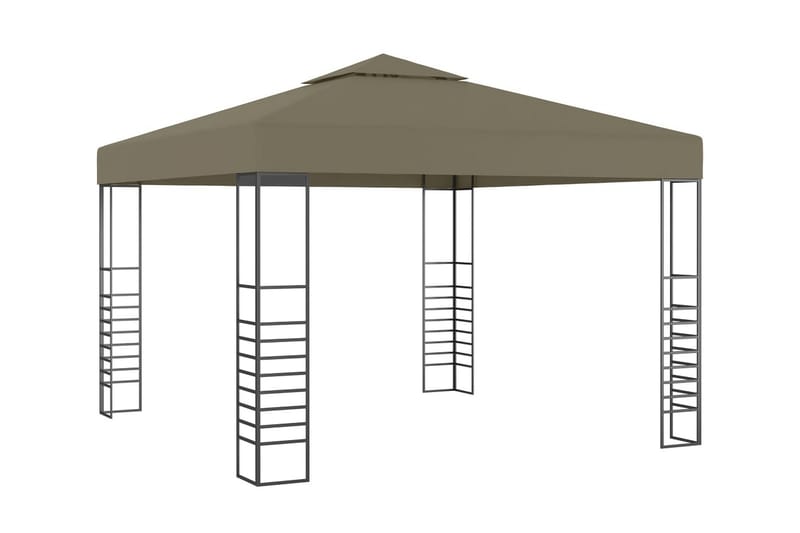 pavillon med lyskæder 3x3 m 180 g/m² gråbrun - Gråbrun - Havemøbler - Solafskærmning - Havepavilloner - Komplet pavillon