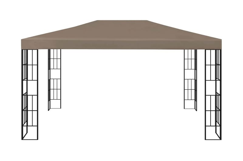 pavillon med lyskæder 4x3 m gråbrun - Gråbrun - Havemøbler - Solafskærmning - Havepavilloner - Komplet pavillon