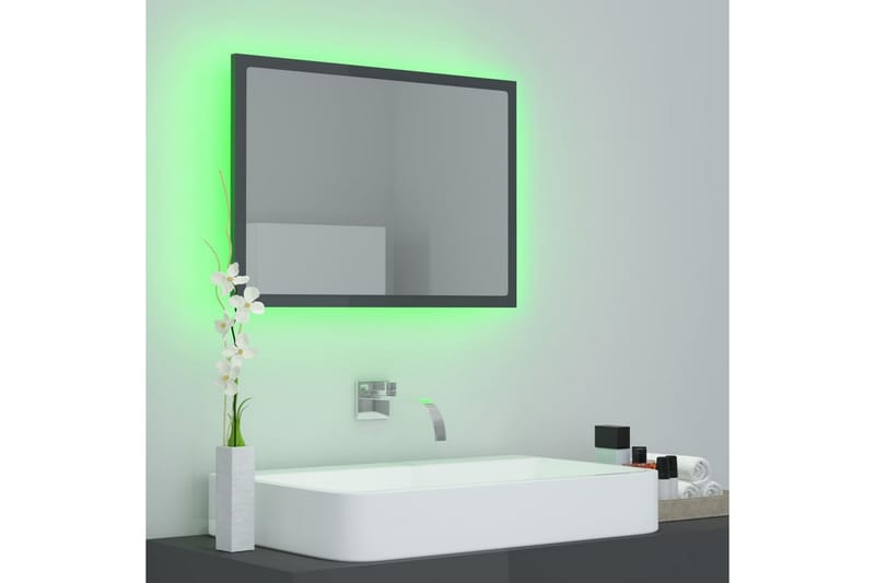 badeværelsesspejl 60x8,5x37 cm spånplade grå højglans - Grå - Balkonmarkise - Markiser - Terrassemarkise