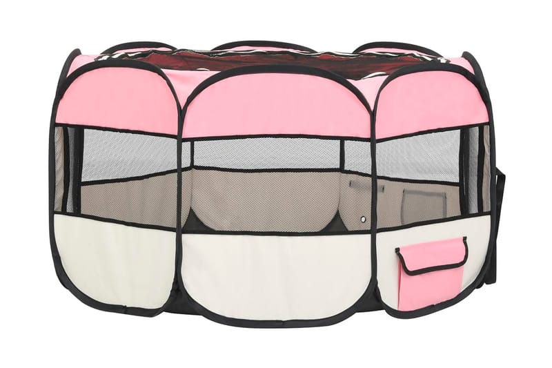 foldbar hundegård med bæretaske 110x110x58 cm lyserød - Lyserød - Balkonmarkise - Markiser - Terrassemarkise
