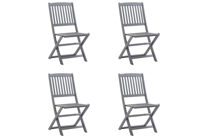 foldbare havestole 4 stk. med hynder massivt akacietræ - Grå - Balkonmarkise - Markiser - Terrassemarkise