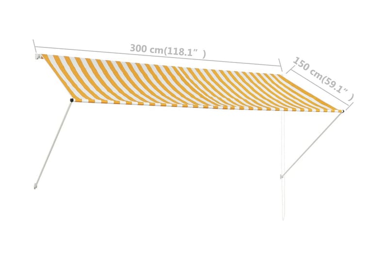 foldemarkise 300x150 cm gul og hvid - Flerfarvet - Havemøbler - Solafskærmning - Markiser - Balkonmarkise