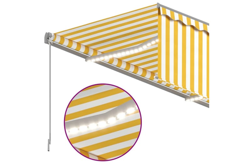 foldemarkise m. rullegardin + LED-lys 3,5x2,5 m manuel - Gul - Vinduesmarkise - Markiser - Solbeskyttelse vindue