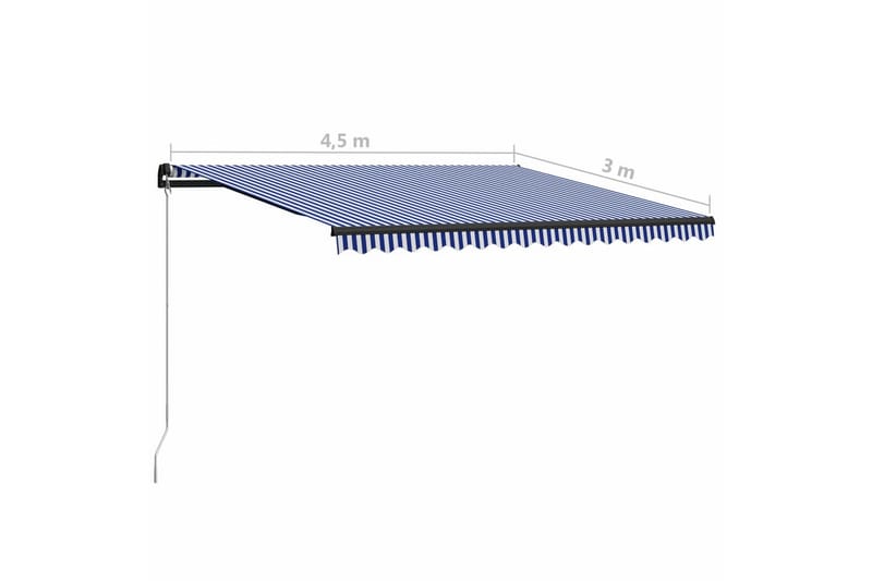 Foldemarkise Manuel Betjening 450X300 cm Blå Og Hvid - Havemøbler - Solafskærmning - Markiser - Vinduesmarkise