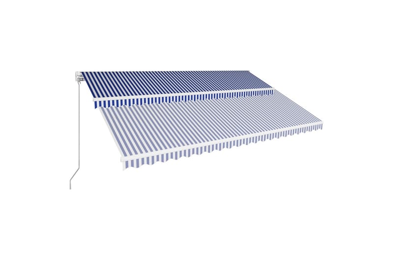 foldemarkise manuel betjening 500 x 300 cm blå og hvid - Blå - Balkonmarkise - Markiser - Terrassemarkise