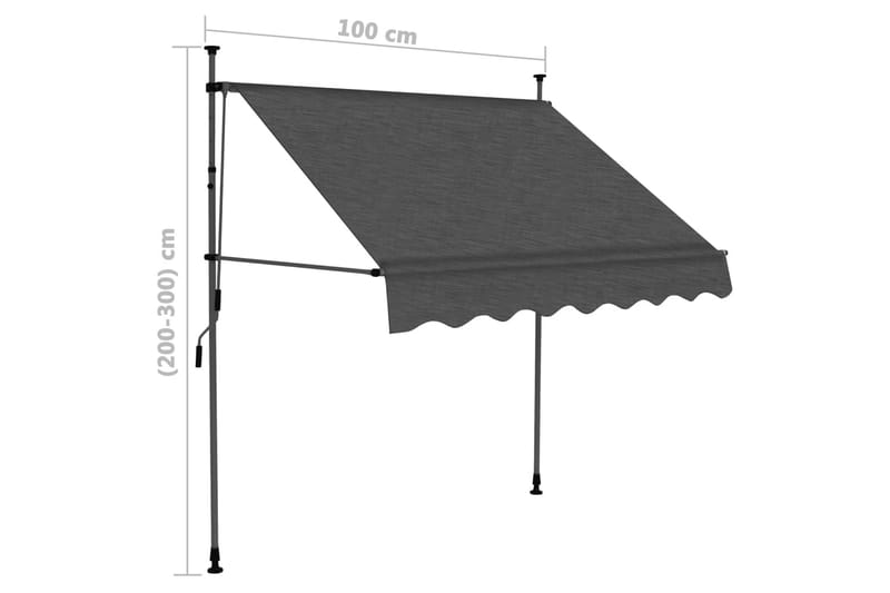 foldemarkise manuel betjening med LED 100 cm antracitgrå - Grå - Havemøbler - Solafskærmning - Markiser - Vinduesmarkise