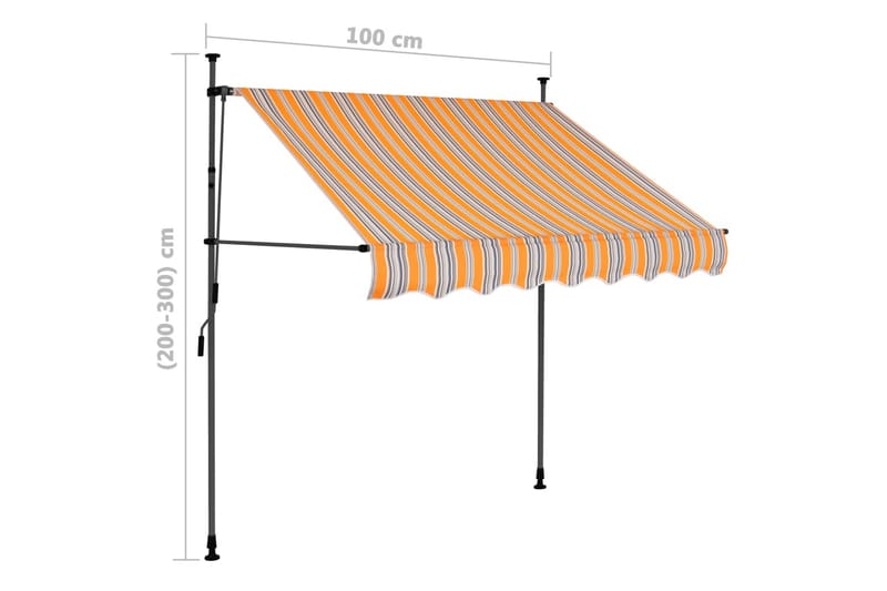 foldemarkise manuel betjening med LED 100 cm gul og blå - Flerfarvet - Havemøbler - Solafskærmning - Markiser - Vinduesmarkise