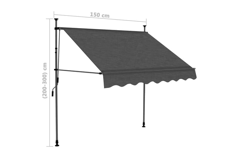 foldemarkise manuel betjening med LED 150 cm antracitgrå - Grå - Havemøbler - Solafskærmning - Markiser - Vinduesmarkise