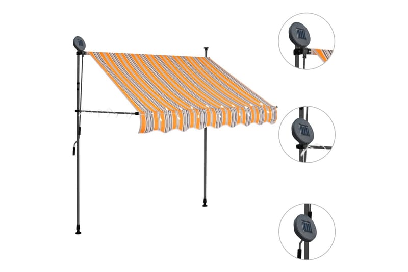 foldemarkise manuel betjening med LED 150 cm gul og blå - Flerfarvet - Vinduesmarkise - Markiser