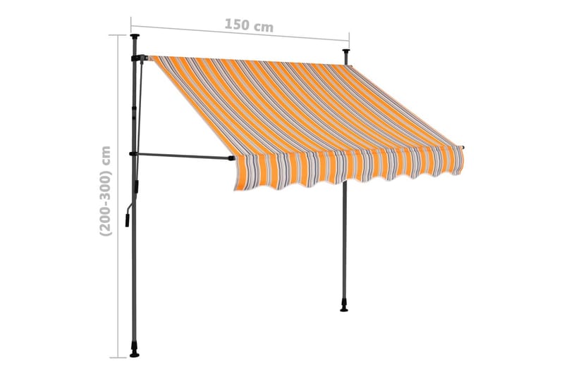 foldemarkise manuel betjening med LED 150 cm gul og blå - Flerfarvet - Havemøbler - Solafskærmning - Markiser - Vinduesmarkise