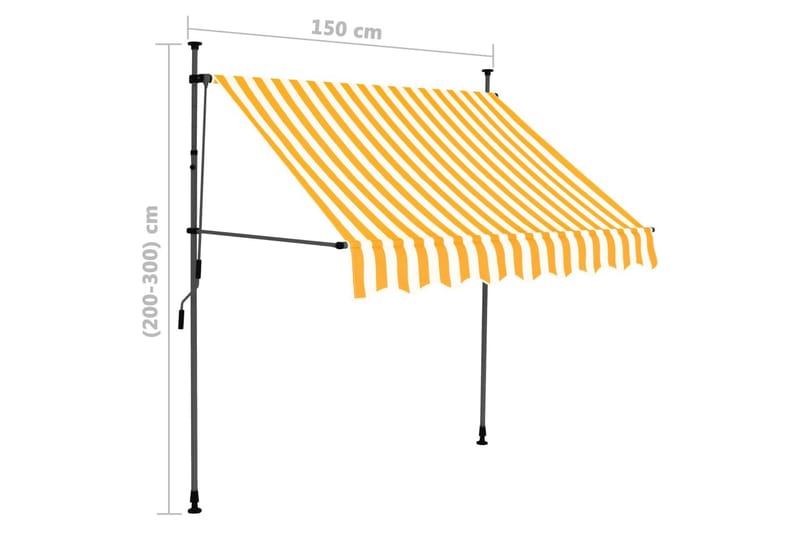 foldemarkise manuel betjening med LED 150 cm hvid og orange - Flerfarvet - Havemøbler - Solafskærmning - Markiser - Vinduesmarkise