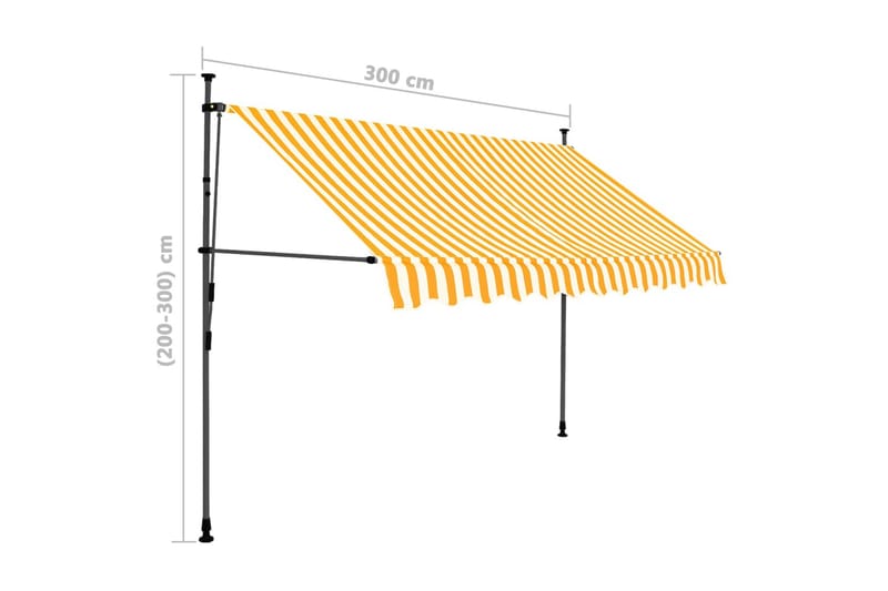 foldemarkise manuel betjening med LED 300 cm hvid og orange - Flerfarvet - Havemøbler - Solafskærmning - Markiser - Balkonmarkise