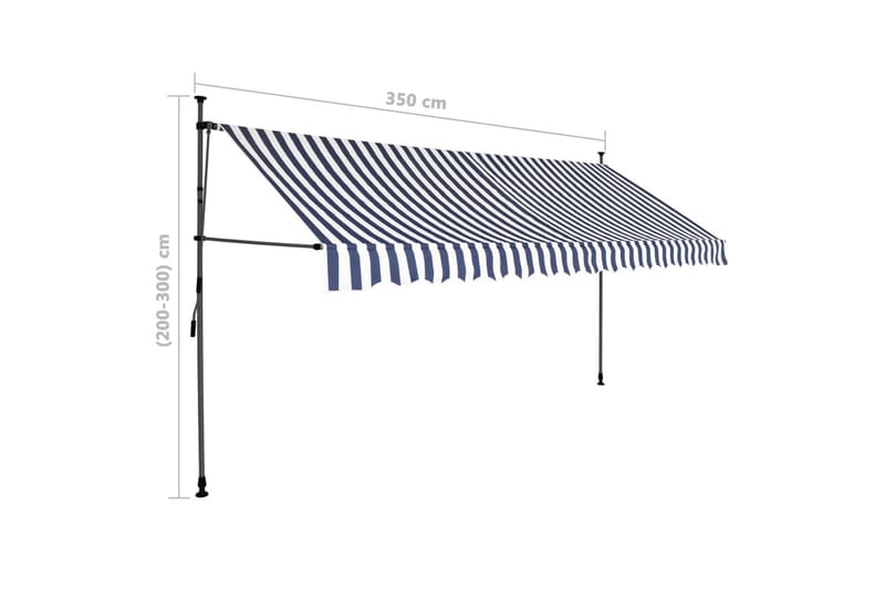 foldemarkise manuel betjening med LED 350 cm blå og hvid - Flerfarvet - Havemøbler - Solafskærmning - Markiser - Balkonmarkise