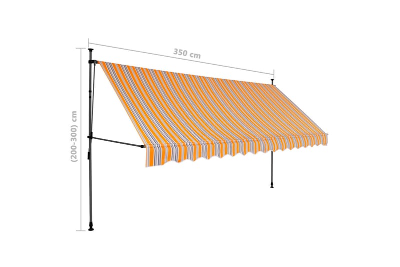 foldemarkise manuel betjening med LED 350 cm gul og blå - Flerfarvet - Balkonmarkise - Markiser - Terrassemarkise