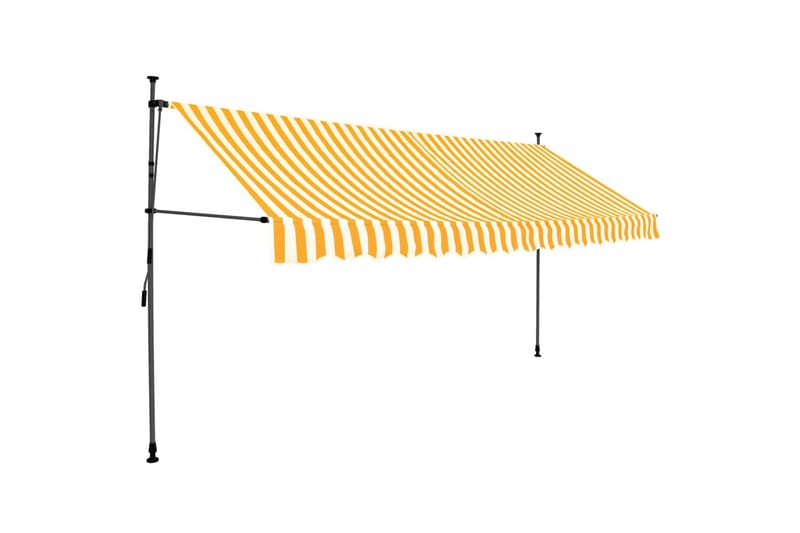 foldemarkise manuel betjening med LED 350 cm hvid og orange - Flerfarvet - Havemøbler - Solafskærmning - Markiser - Balkonmarkise