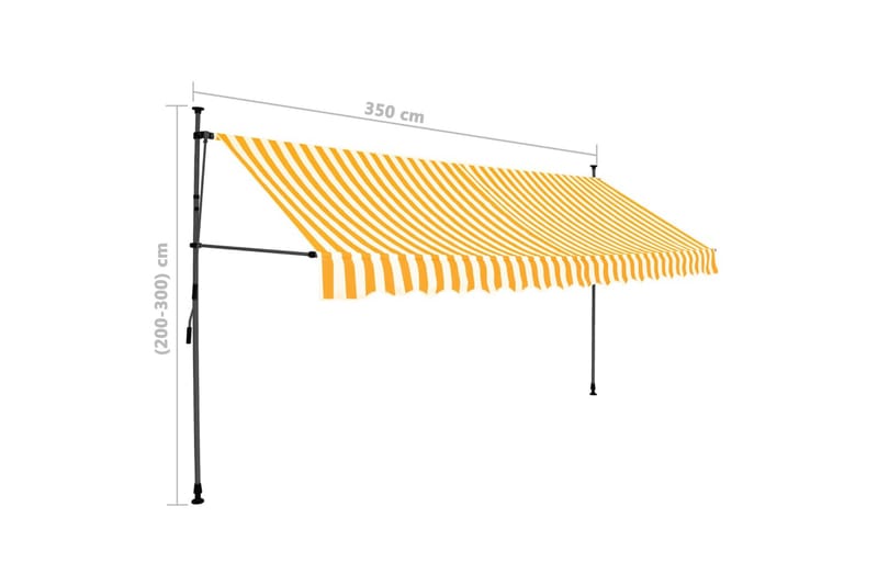 foldemarkise manuel betjening med LED 350 cm hvid og orange - Flerfarvet - Havemøbler - Solafskærmning - Markiser - Balkonmarkise