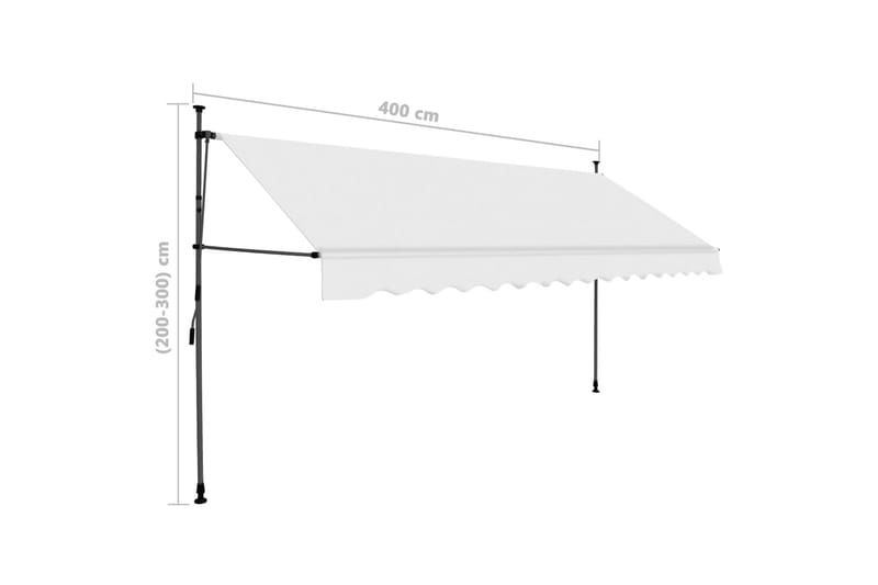 foldemarkise manuel betjening med LED 400 cm cremefarvet - Creme - Havemøbler - Solafskærmning - Markiser - Balkonmarkise