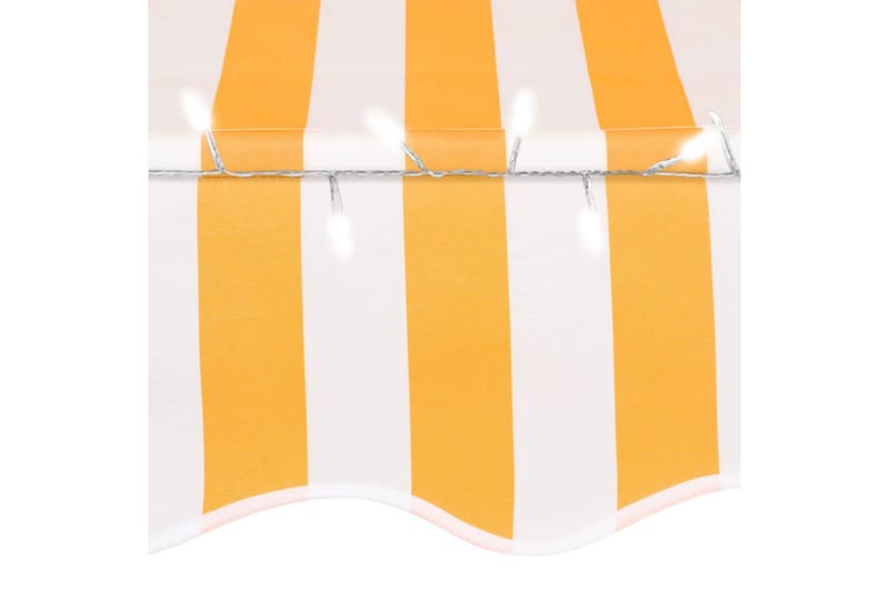 foldemarkise manuel betjening med LED 400 cm hvid og orange - Flerfarvet - Balkonmarkise - Markiser - Terrassemarkise